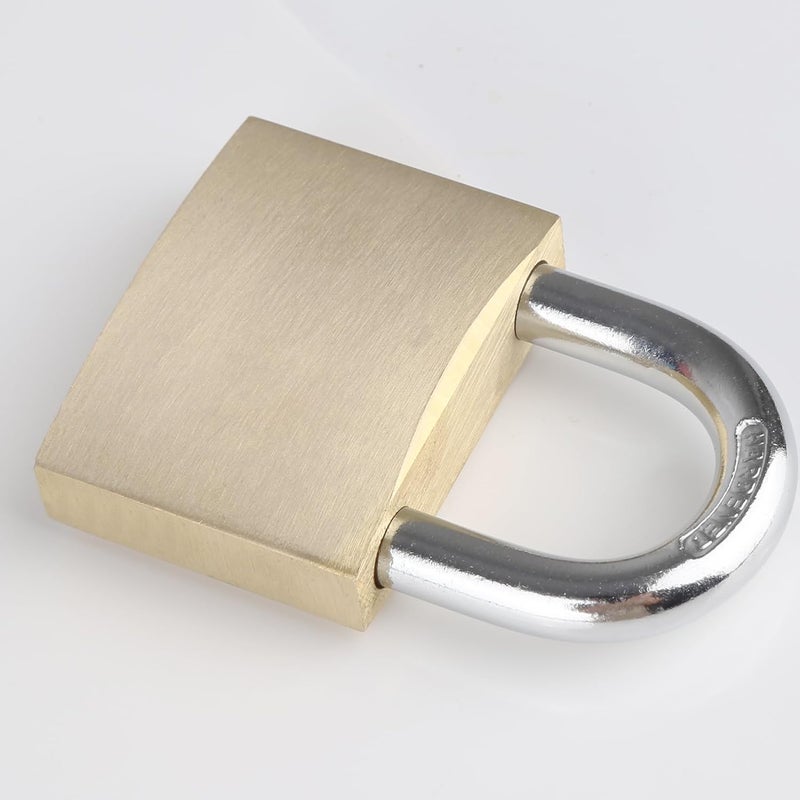 Fuaxat Solid Brass Padlock with 3 Keys, 50mm Wide Lock Body High-Security Lock, Weatherproof Heavy Duty Padlock for Sheds, Storage Unit, Outdoor Fence, Gate - Image 4